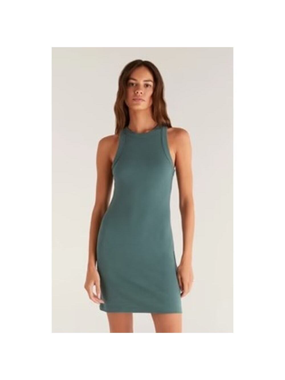 Z Supply EUC Women's Carolina Rib Mini Dress Silver Pine Size XL